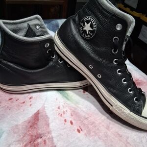 Converse CTAS Hi Top Mens Sz 12 Leather Black Sneakers Casual Shoes